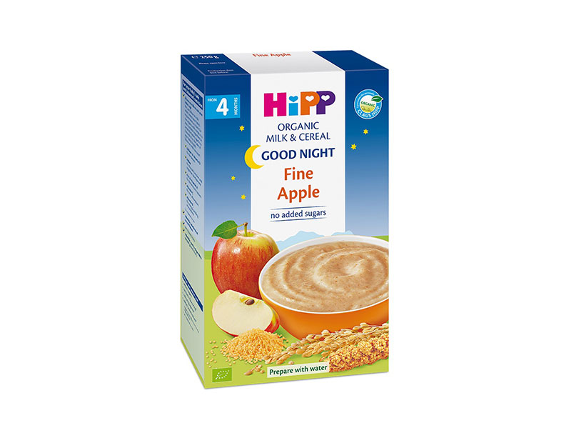 Bột ăn dặm Hipp chúc ngủ ngon sữa táo tây 250g